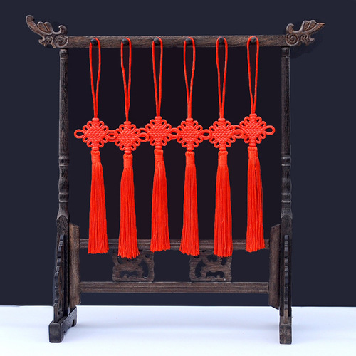 New style acrylic plastic No. 5 6 plate Chinese knot tassel small pendant red festive tassel tassel Spring Festival pendant