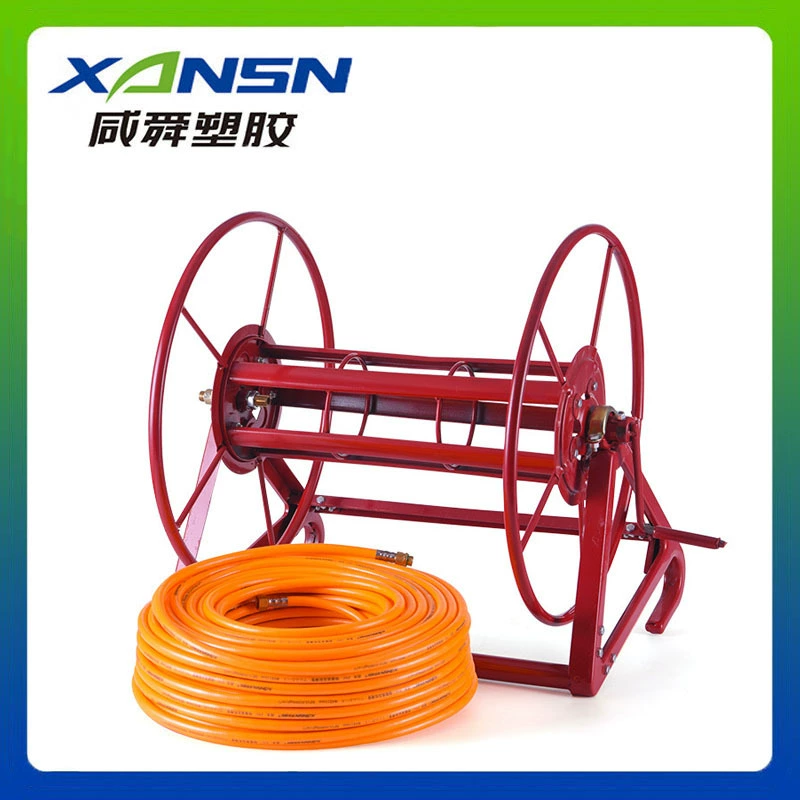 Оптовая Продажа с фабрики сельскохозяйственная крючковая стойка для намотки труб высокого давления специальный коллектор труб 200 м красная ручная машина для намотки труб