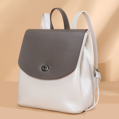 Backpack Korean Edition 2021 new pattern All-match fashion Ultra-fire High-capacity Bag Western style Soft leather lady knapsack