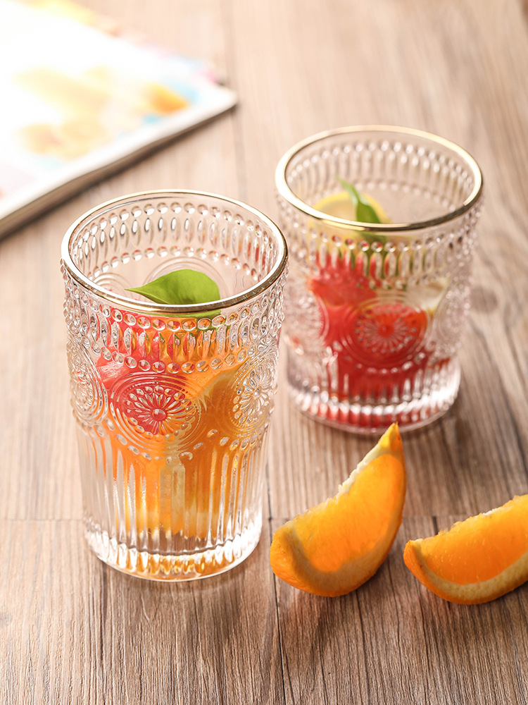 Buy quality Nordic Phnom Penh Retro Sunflower Glass Embossed Water