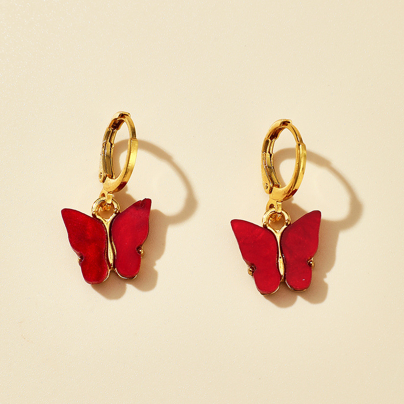 New Fashion Simple Cute Candy Color Butterfly Earrings Wholesale Nihaojewelry display picture 6
