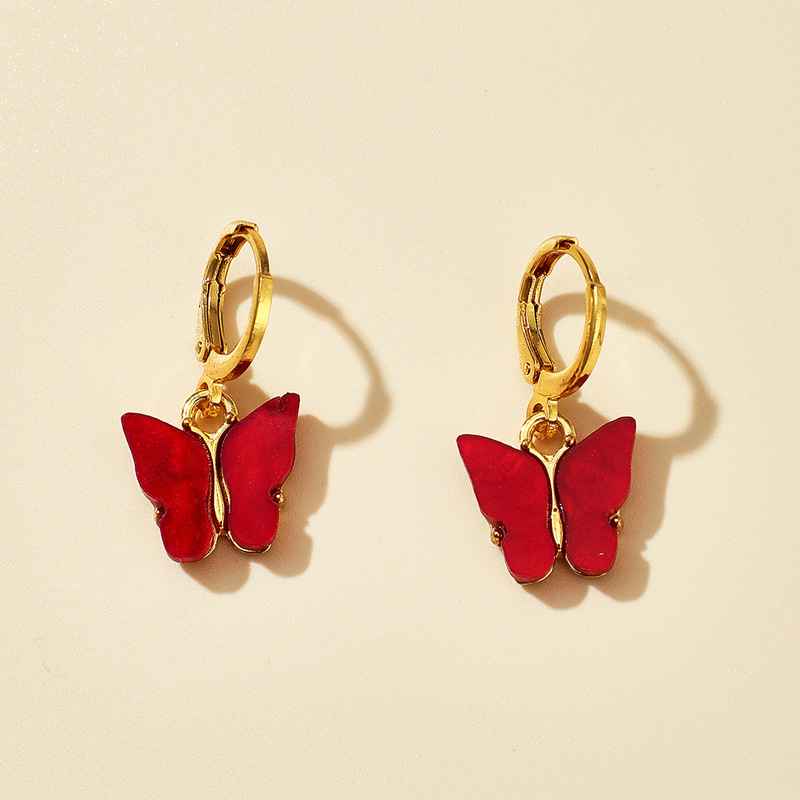 Nueva Moda Simple Lindo Color Caramelo Pendientes De Mariposa Al Por Mayor Nihaojewelry display picture 6