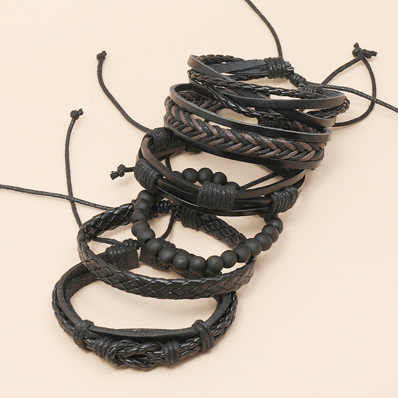 New Retro Hand-woven Leather Bracelet display picture 2