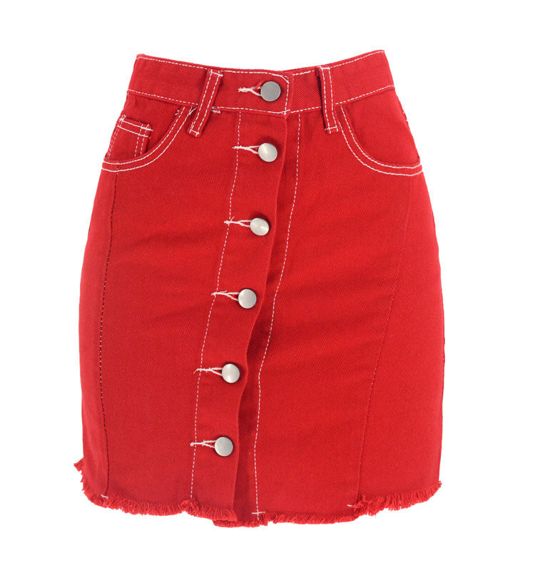 denim spring and summer red skirt NSSY9883