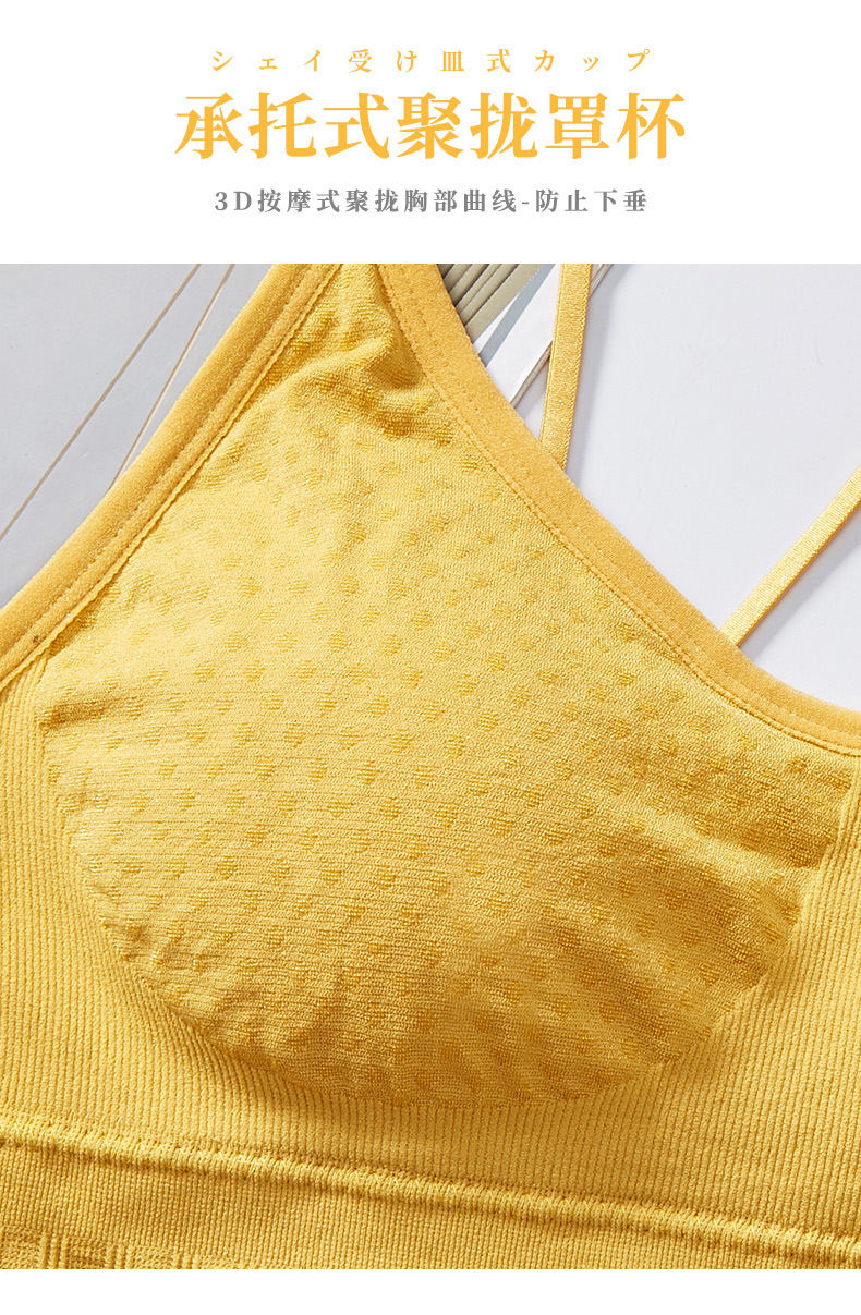 Korean-style fashionable polka dots gather together, beautiful back wrap, thin shoulder strap, comfortable and breathable, thick chest pad, sports halter vest for women detail image 3