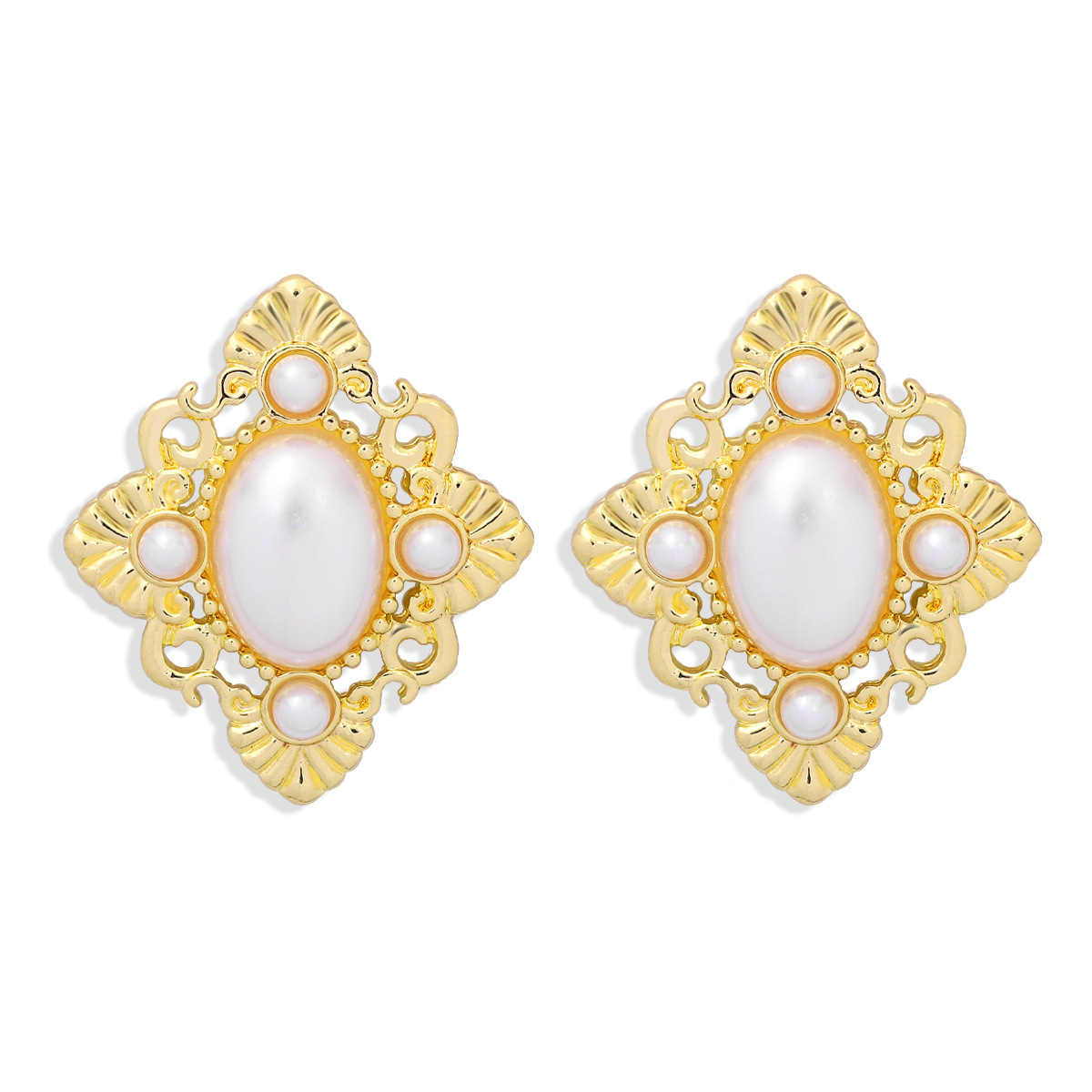 French Palace Retro Style Diamond Pearl Simple And Versatile Earrings Wholesale display picture 10