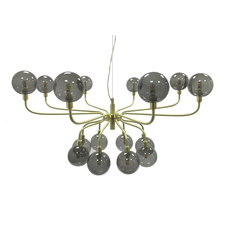 Nordic modern minimalist wrought iron bronze sand glass ball restaurant chandelier/plain black paint glass ball 16 lamp chandelier Nordic modern minimalist wrought iron bronze sand glass ball restaurant chandelier/plain black paint glass ball 16 lamp chandelier
