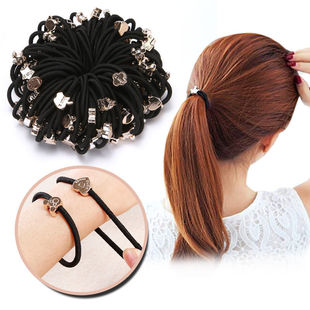 Basic Hair Rope Large High Elastic Rubber Band Black Hair Lace Leather Cover Simple Adult Hair Ring Thick Hair Rope Hair Accessories