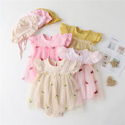 Summer newborn short-sleeve mesh pineapple romper cross-border thin baby infant onesie baby triangle crawling suit