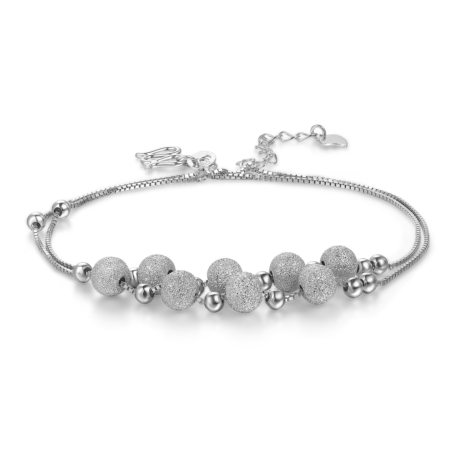 S925 plata tobillera moda estilo coreano grano redondo helado fresco pie decoración fábrica entrega al por mayor directa