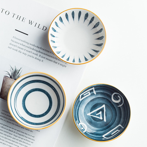 Wholesale Japanese tableware underglaze color machine printed sauce dish condiment dish flavor dish small round dish creative internet celebrity style