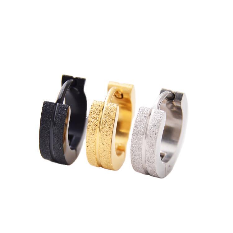 Korean frosted Tide men's titanium steel earrings/ear buckle wholesale frosted one line ear buckle earrings GK61