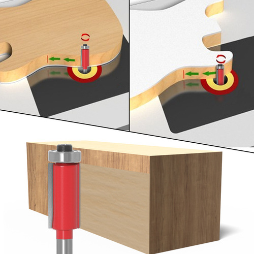 Extended bearing trimming knife double-edged straight knife woodworking milling cutter trimming machine head engraving machine gong knife