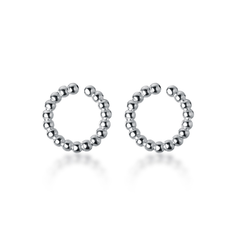 Eloch s925 orejas de plata para mujeres coreanas pequeñas letras de perlas de luz fresca C hueso de oreja sin agujeros de orejas joyas de orejas G4973