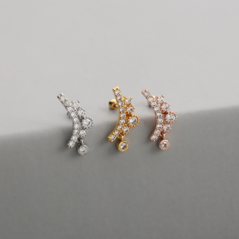 Fashion Solid Color Copper Drop Earrings Inlay Zircon Copper Earrings 1 Piece