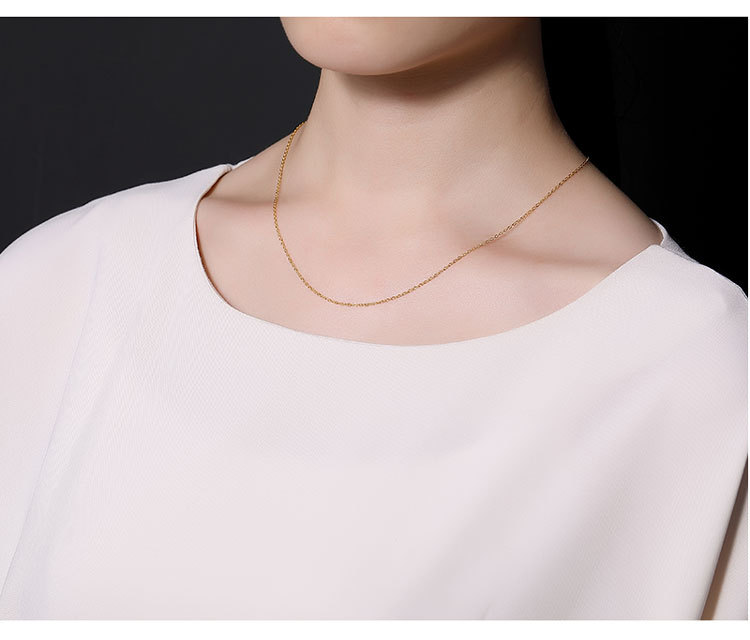 Dây chuyền xương đòn bạc 925 mạ vàng hình chữ O đơn giản cổ điển — 18 inch (45 cm) chi tiết 6