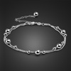 Cross border goods in stock double-deck Anklet Copper-nickel alloy Platinum Box chain Foot ornaments Simplicity Bracelets factory wholesale