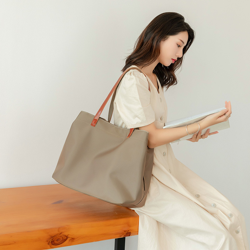 Women's Large Capacity Nylon Oxford Tote Bag, Casual Versatile Shoulder Bag, Trendy Canvas Handbag - Thumbnail 3