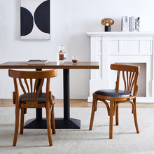 美式復古餐凳做舊咖啡廳簡約風格休閑軟包餐椅帶扶手彎曲木chairs