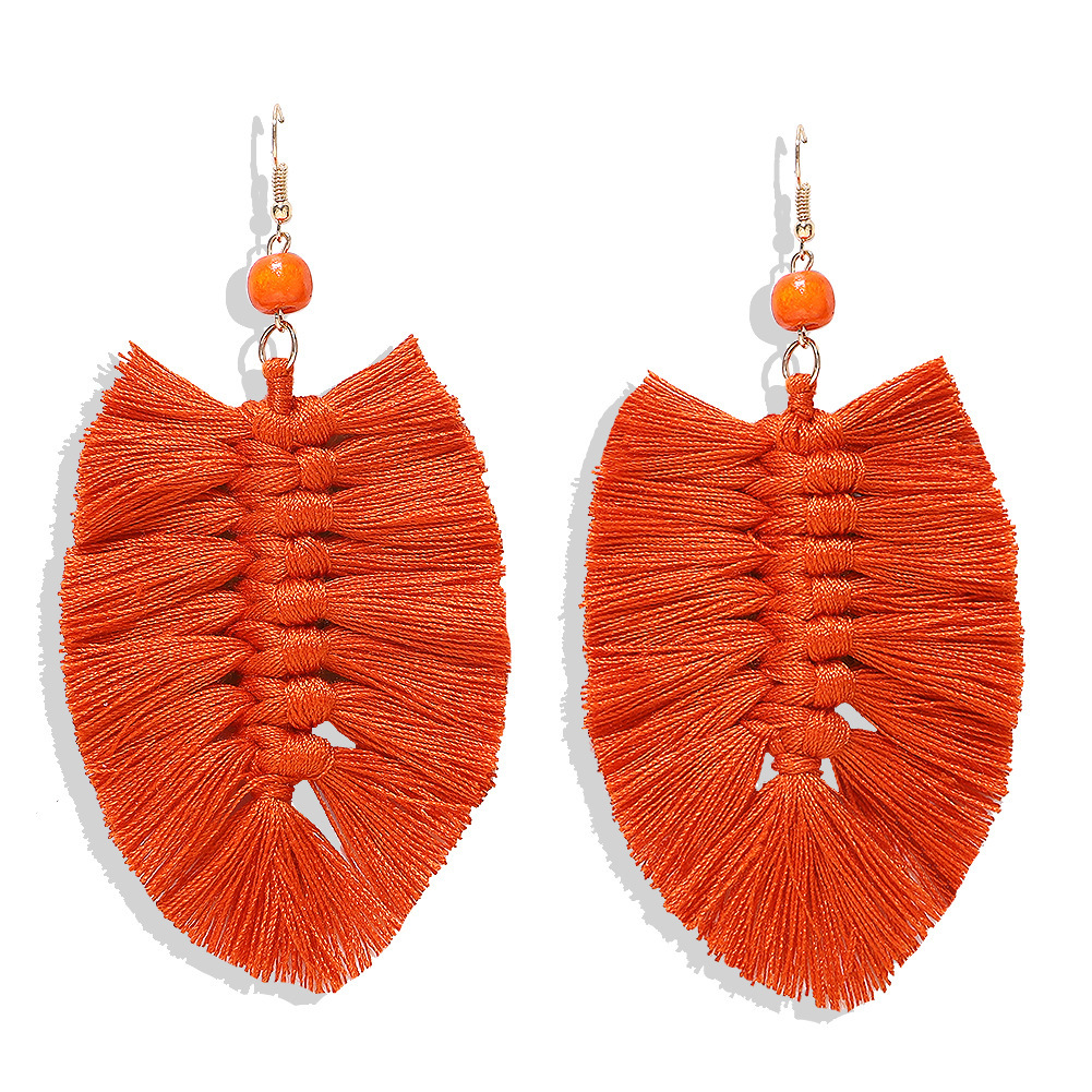 Hot-saling Hand-woven Tassel Small Wool Alloy Earrings Wholesale display picture 8