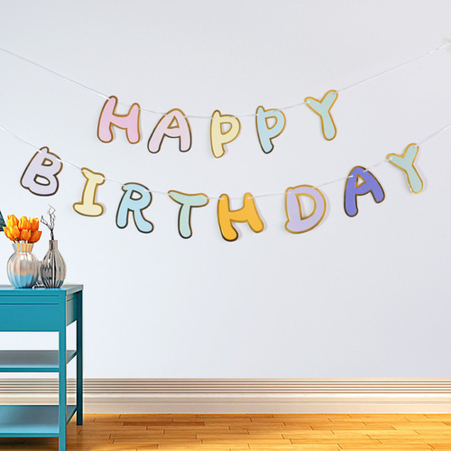 Birthday party flag pulling scene background wall decoration banner layout banner decoration banner bunting room hanging decorations