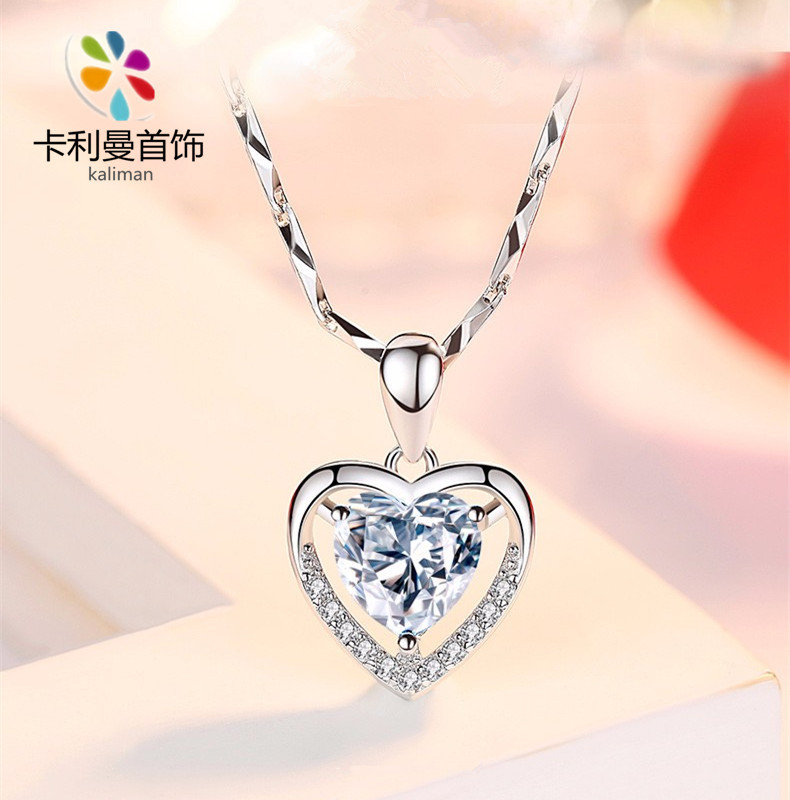 999 Sterling Silver Necklace Platinum clavicle fashion Valentines Day gift Send his girlfriend birthday gift