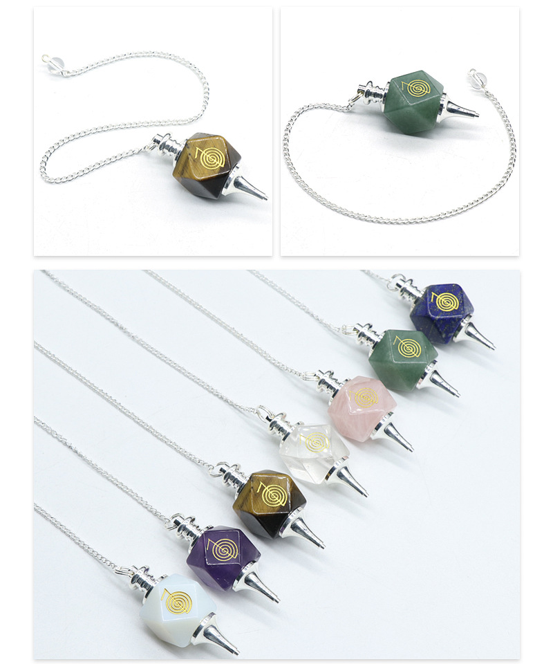 chakela amethyst powder crystal spirit pendulum green gold tiger eye stone healing necklace