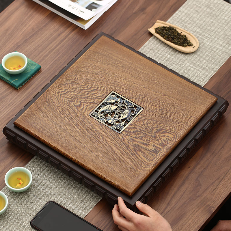 聯縱茶盤實木家用茶台雞翅木排水托盤儲水兩用大小號茶海功夫茶具