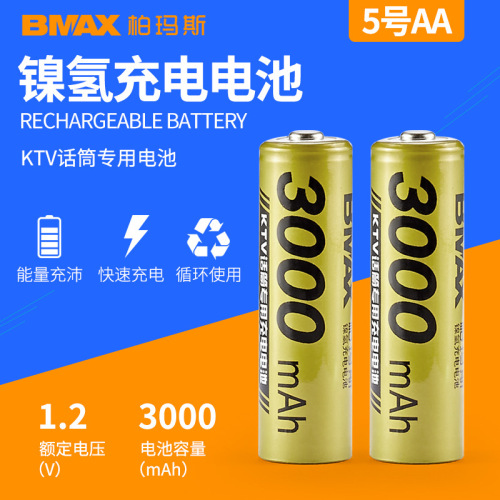 Biomax AA high capacity rechargeable battery 1.2V 3000mAH KTV microphone nickel metal hydride rechargeable battery