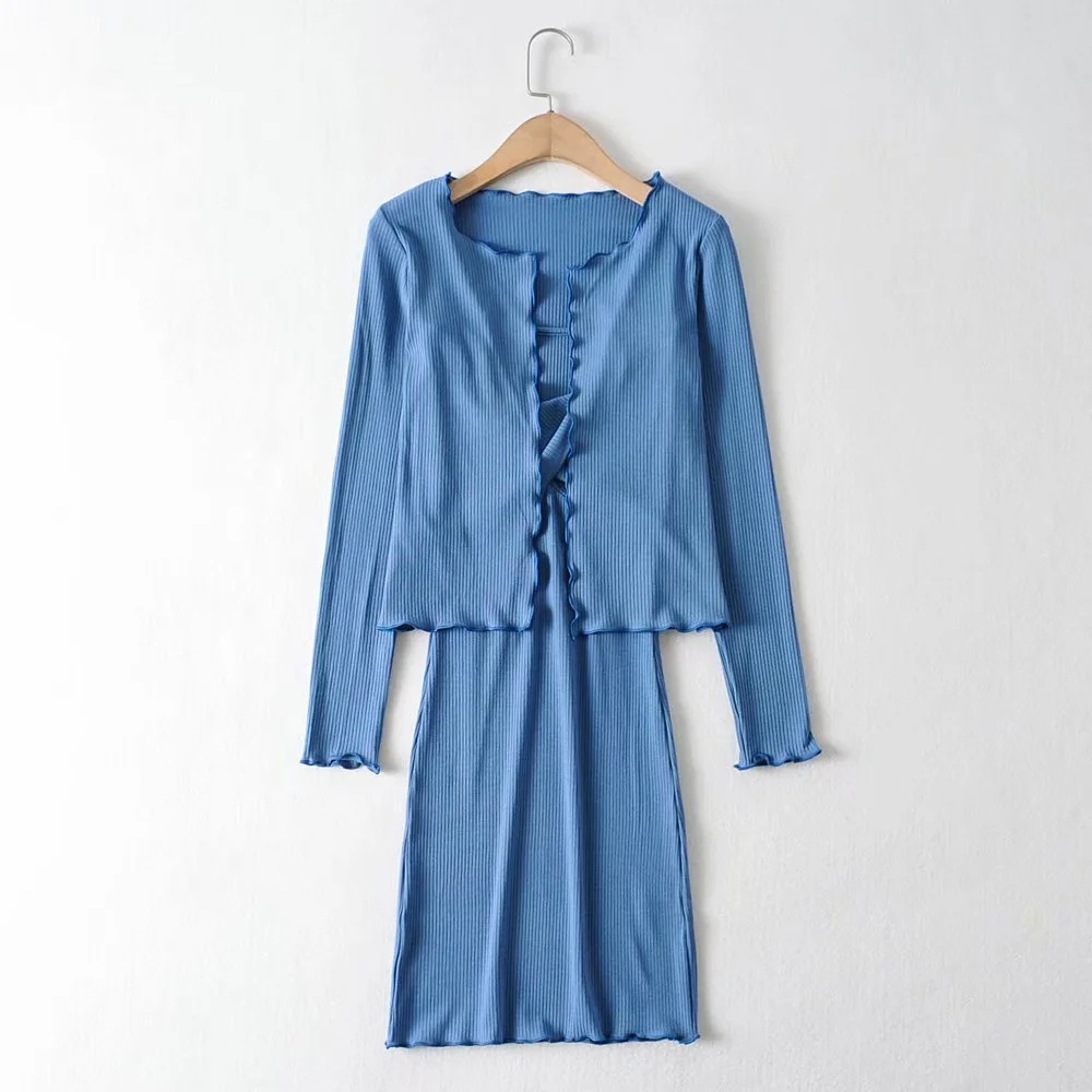 temperament solid color dress cardigan two-piece  NSAC32712