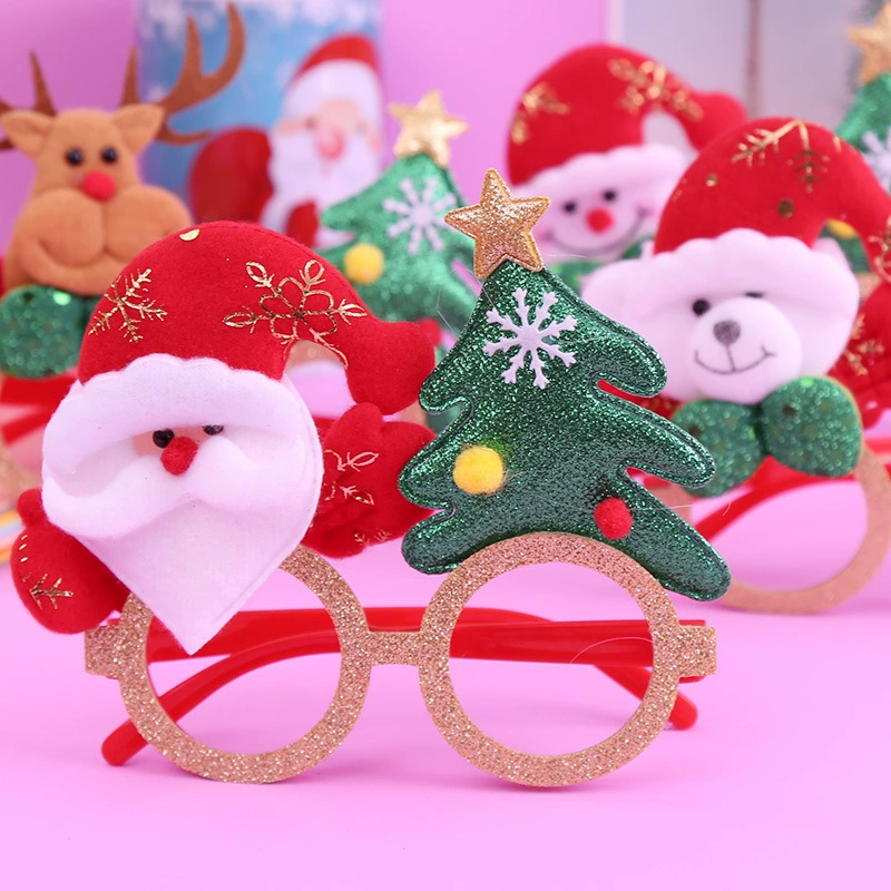 Рождественские очки оправа мультфильм Милый лось рождественские украшения снеговик медведь взрослые дети Рождественская елка глаза