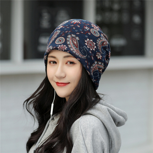 Beanie for Women Autumn and Winter, Fashion Knit Cap, Korean Style Trendy Scarf Hat, Multi-purpose, Hoodie Hat, Warm Baby Cap