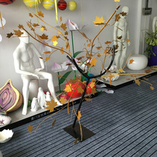 秋季橱窗展示道具 金属铁艺仿真枫叶枫树装饰道具 中庭枫叶吊饰