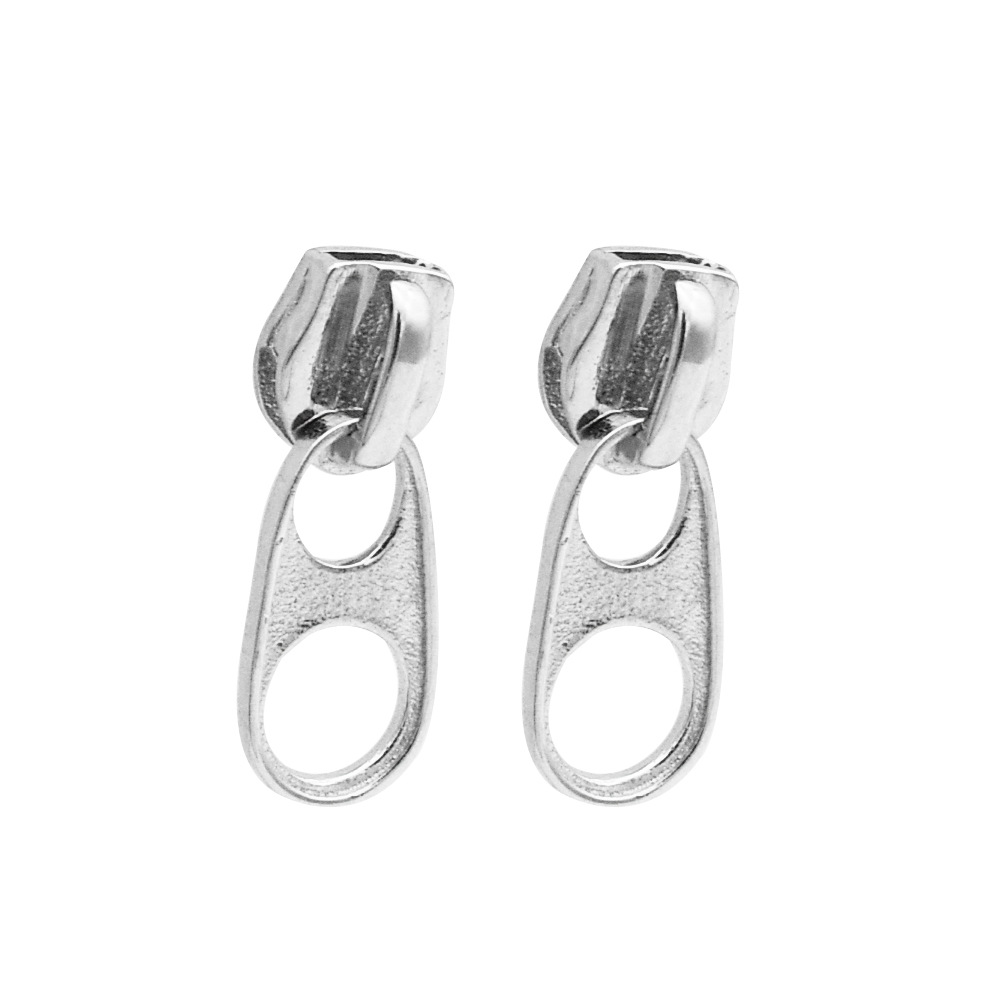 Creative Personality Zipper Head Earrings S925 Sterling Silver Earrings Korean Version Niche Temperament Female Earrings Fashion Jewelry