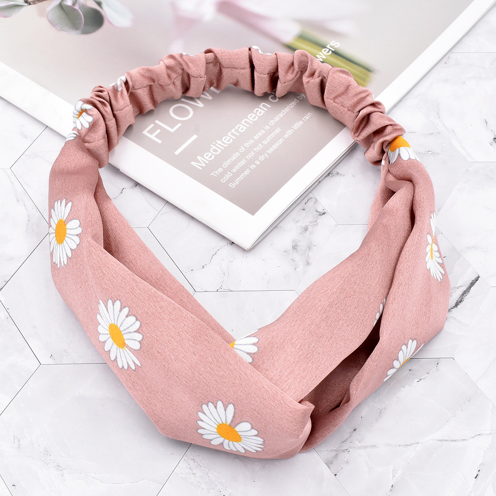 New Korean Small Daisy Headband Silk Flower Cross Women's Headband Hair Accessories display picture 9