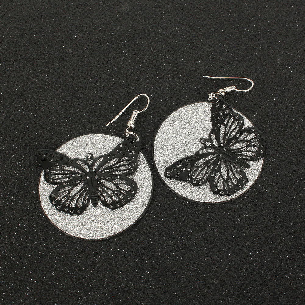 Retro Alloy Geometric Hollow Butterfly Frosted Fashion Popular Earrings Wholesale Nihaojewely display picture 4