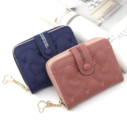 Personalized women's short zipper buckle wallet handbag coin purse love women's card holder manufacturer wholesale