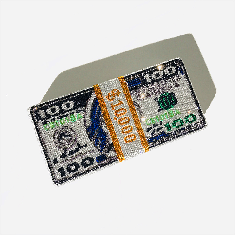 DDB new pattern Hot stamping USD Diamond full dress Evening Bags lady Grab bag clutch bag