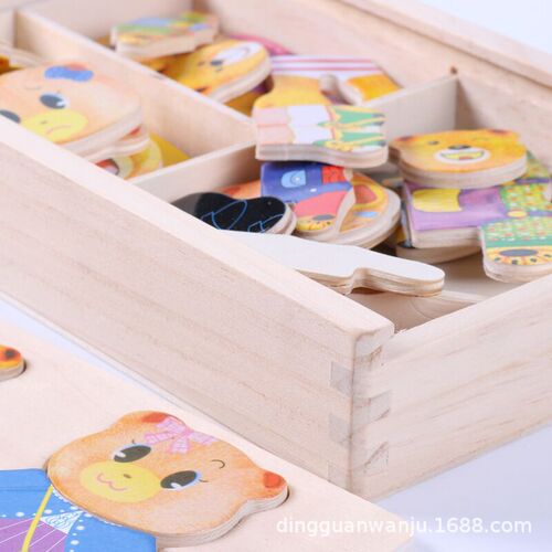 Cartoon Early Education Little Bear Family 2-3 Years Old Creative Dress-Up Puzzle Toy Wholesale