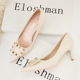 323-1 the European and American wind fashionable OL professional shoes high heel with shallow mouth pointed metallic rivet clasp sexy single shoes