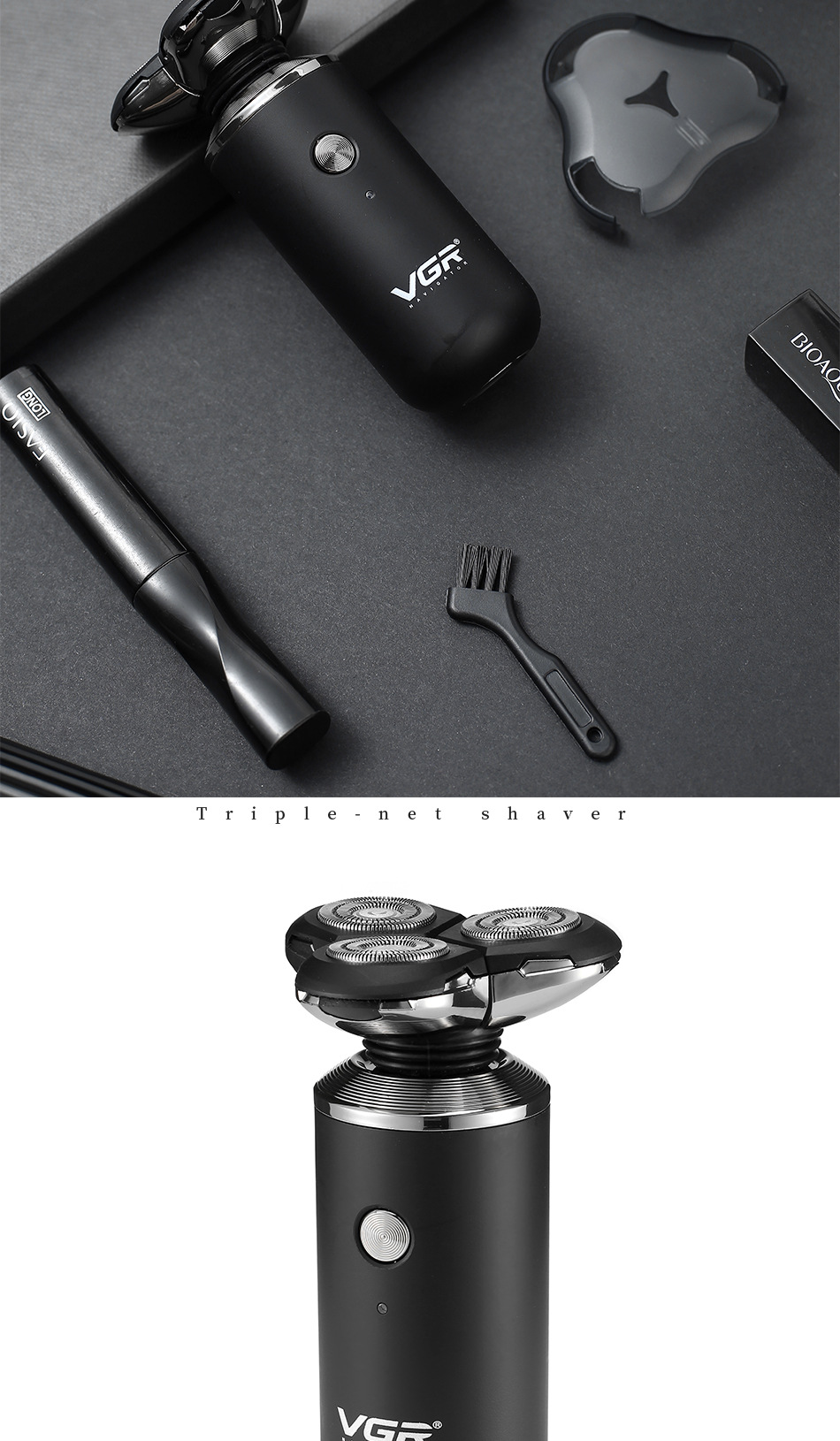 Electric Shaver For Men Usb Rechargeable Waterproof Three Head_voghion.com