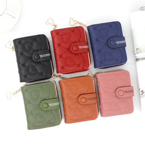Personalized women's short zipper buckle wallet handbag coin purse love women's card holder manufacturer wholesale