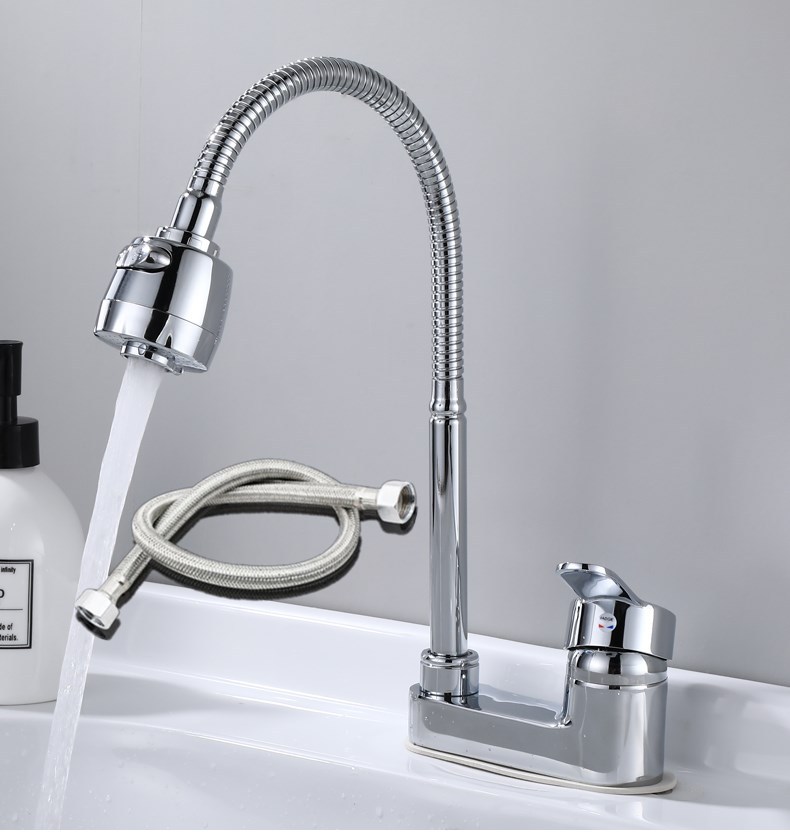 Brass washbasin, double-hole column basin, rotating faucet, bathroom for washing face and hair, cold and hot double-hole washbasin faucet undefined