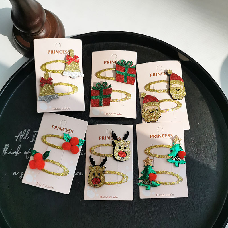 2 Pieces Quantity Christmas Cute Women'S Cartoon Character Hair Clip