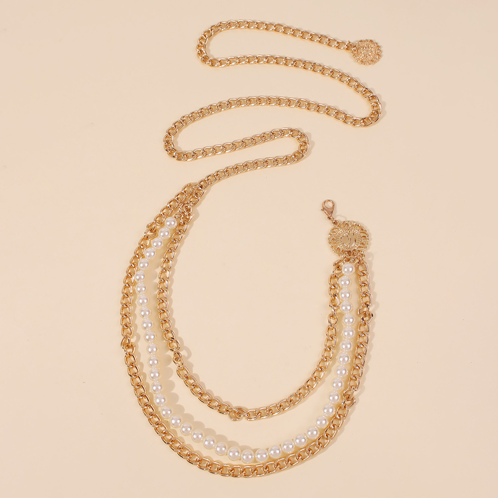 Sunflower Imitation Pearl  Multi-layer Waist Chain display picture 8
