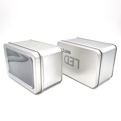 现货运动电子手表铁盒定制礼品盒长方形马口铁茶叶罐开窗表盒|ms