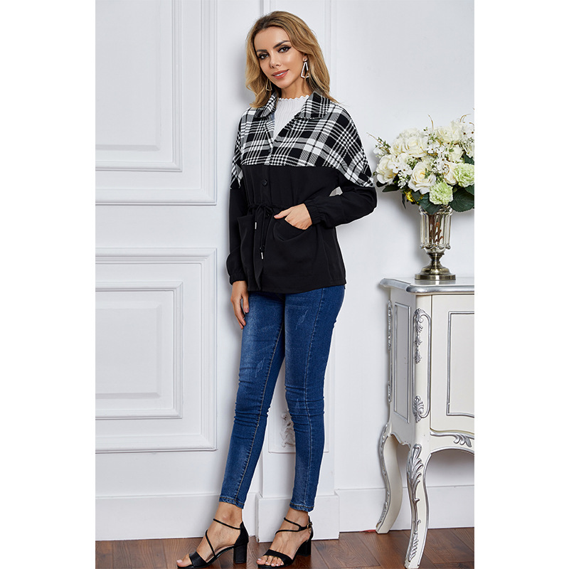 single-breasted plaid casual jacket  NSSA26039