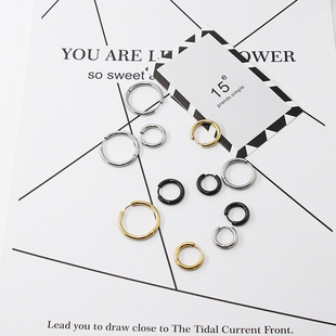 Earrings earrings titanium steel earrings thick thin coil Quan Zhilong same circle stainless steel earrings factory direct sales