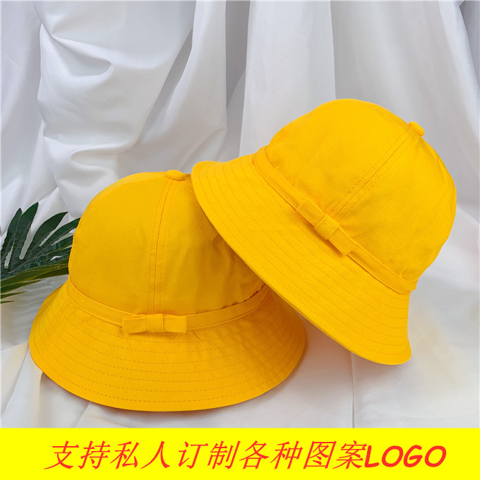 LOGO幼儿园学生班帽小黄帽樱桃小丸子帽渔夫帽子夏季遮阳盆帽