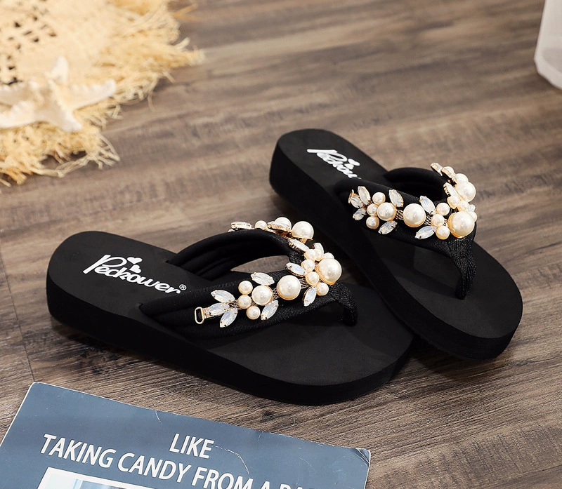 DIY Girls Slippers Kids Beach Fashion flip flops Casual Sandals Summer Comfortable Women Home Shoes Children pearl Slippers  b24 best leather shoes